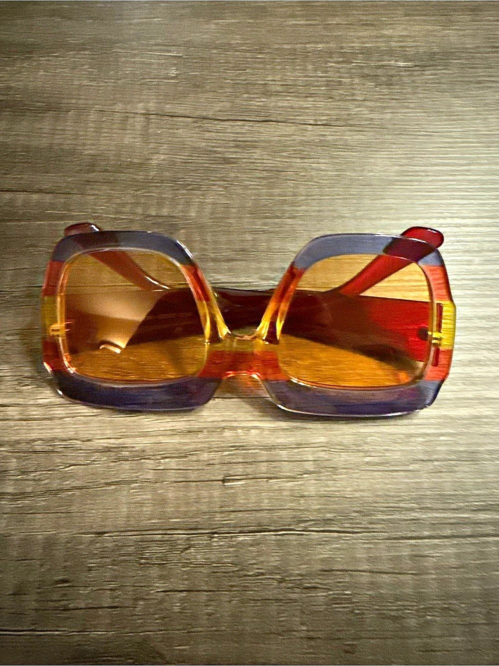 Oversized Square Sunglasses in Red & Purple